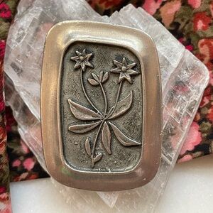 Iconic 50’s R. TENNESMED Floral Brooch / 50’s MOD Pewter Flower Brooch